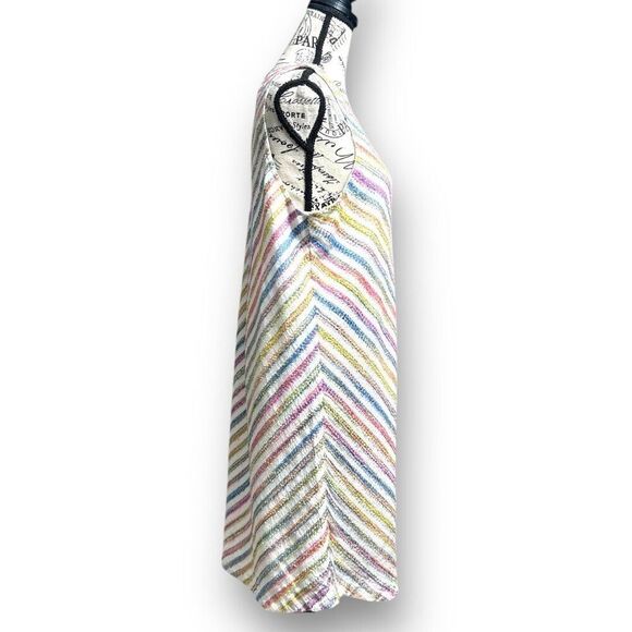 Lou & Grey L Rainbow Knit Swing Mini Dress Back Keyhole Textured Cottagecore Y2K - Picture 3 of 9